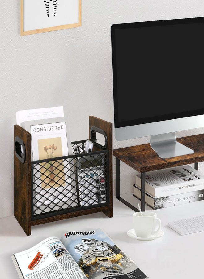 YINMIT Magazine Holder, Magazine Rack for Desktop and Home Office, Farmhouse File Storage Basket for Letters, Magazines, Books, Newspapers (Small) - Image 2